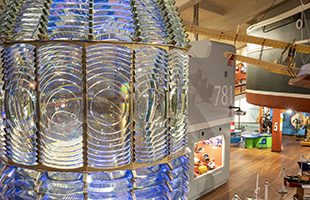 Cropped image of the First Order Fresnel Lens at the Santa Barbara Maritime Museum.