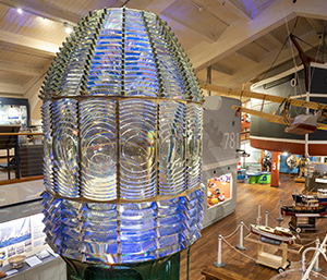 Image of the Fresnel lens inside the Santa Barbara Maritime Museum.