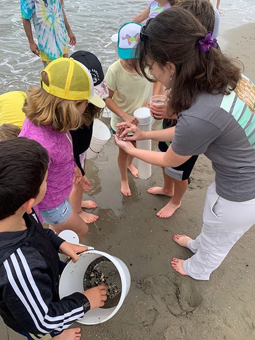 Youth engaging in a museum education program at the beach.