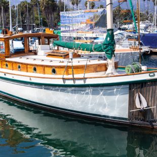 Photo of the historic sportfishing yacht, Ranger, at the Santa Barbara Maritime Museum.