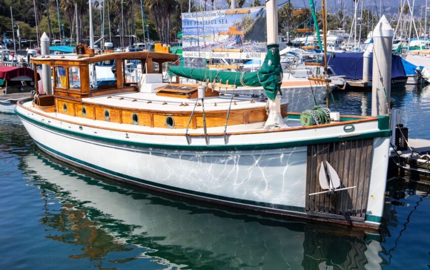 Photo of the historic sportfishing yacht, Ranger, at the Santa Barbara Maritime Museum.