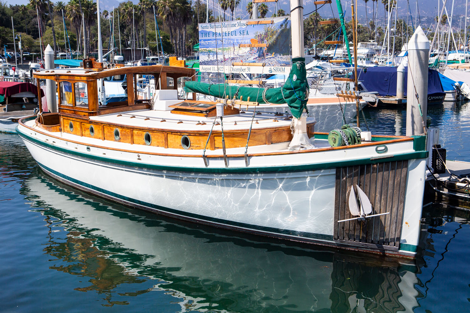 Photo of the historic sportfishing yacht, Ranger, at the Santa Barbara Maritime Museum.