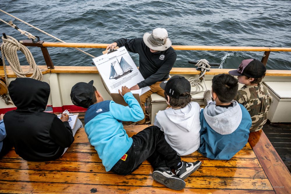 Image of kids participating in the Tall Ship program. Photograph courtesy of Ralph Clevenger.