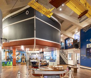 Interior first floor view of the Santa Barbara Maritime Museum.