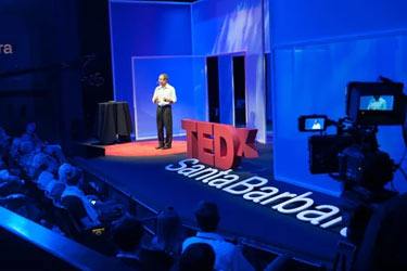 Photograph of Jay Farbman giving a TedX talk in Santa Barbara